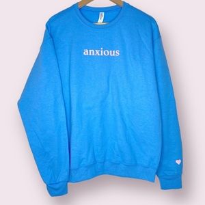 Anxious Graphic Crewneck Sweatshirt NEW
